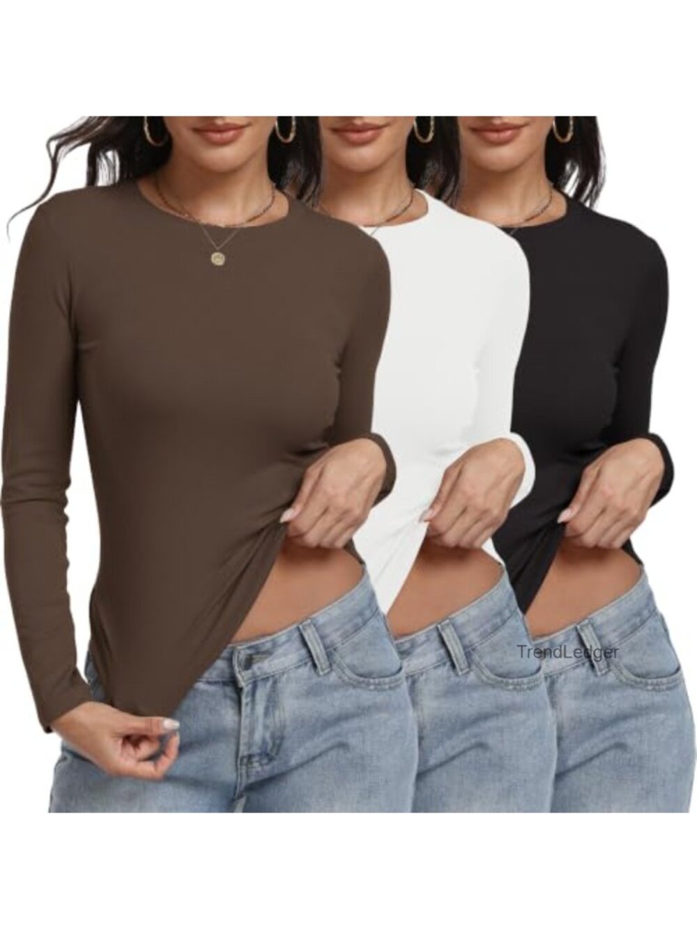 3 Pack Long Sleeve Shirts Women Slim Fit Fitted Underscrub Tops Ruched